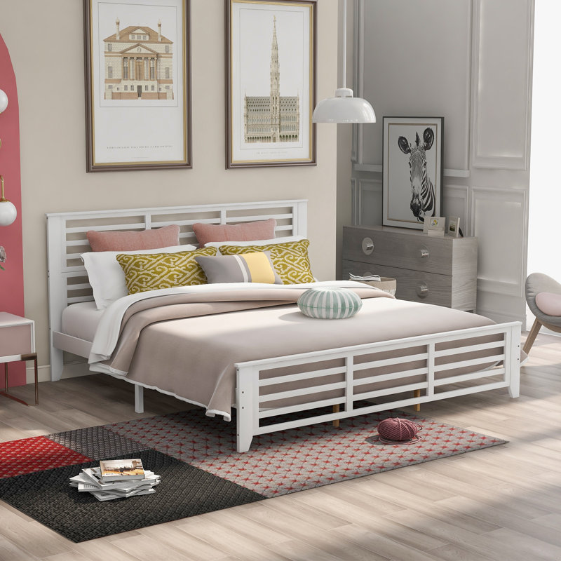 Pine Slat Bed, White