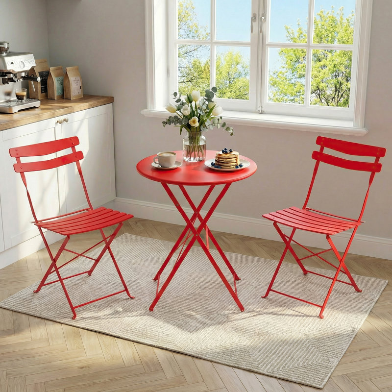 Steel Dining Set, Red, Red, Red, Red