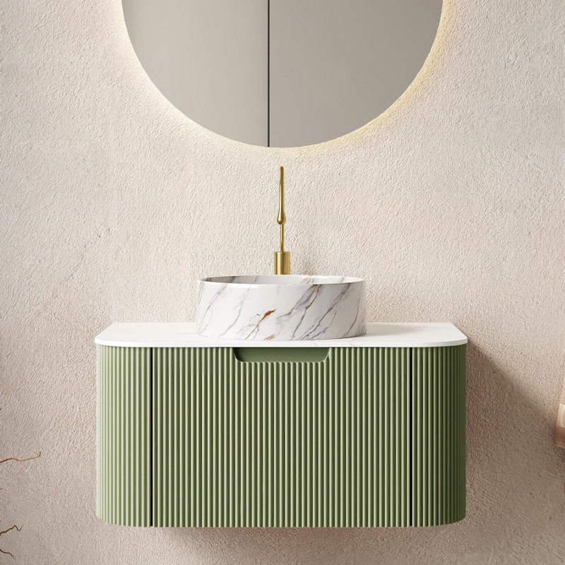 Ensemble de meuble-lavabo mural 24 po Echoe, Vert clair, 29.92"