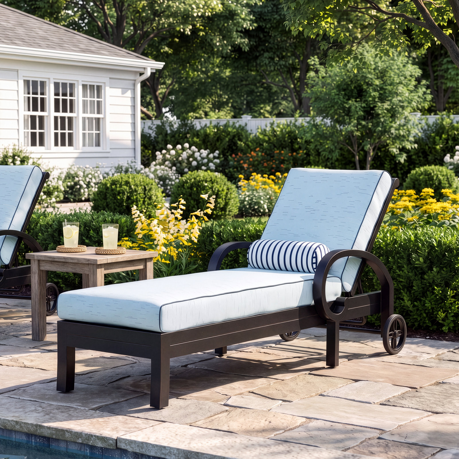 Monterey 32" Sunbrella® Patio Chaise Lounge, Canvas Skyline Sunbrella®