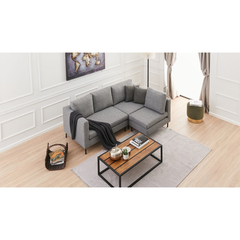 Canapé et méridienne de 47,6 po Hazari, Mélange de polyester gris