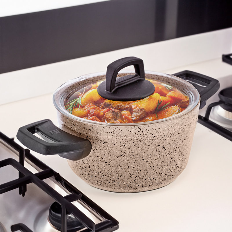 Karaca Vincent Biogranite 12-Piece Cookware Set, Brown Black