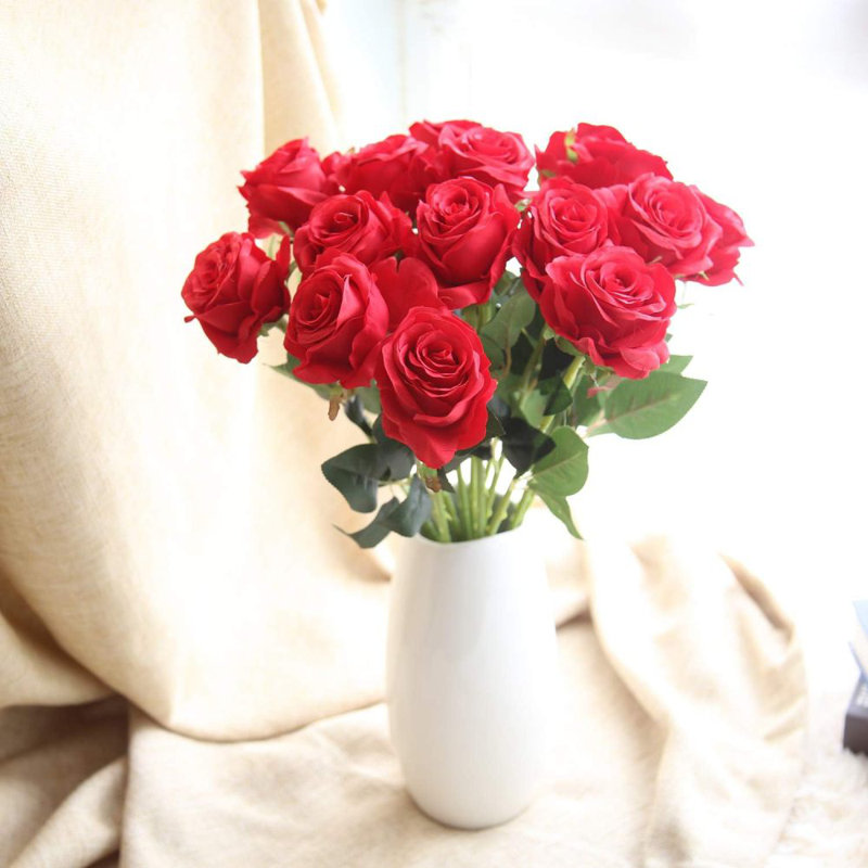 10 pièces de fleurs artificielles roses, roses en soie artificielle, roses artificielles en vrac pour les décorations de mariage, centres de table, fête des mères, décoration de la Saint-Valentin