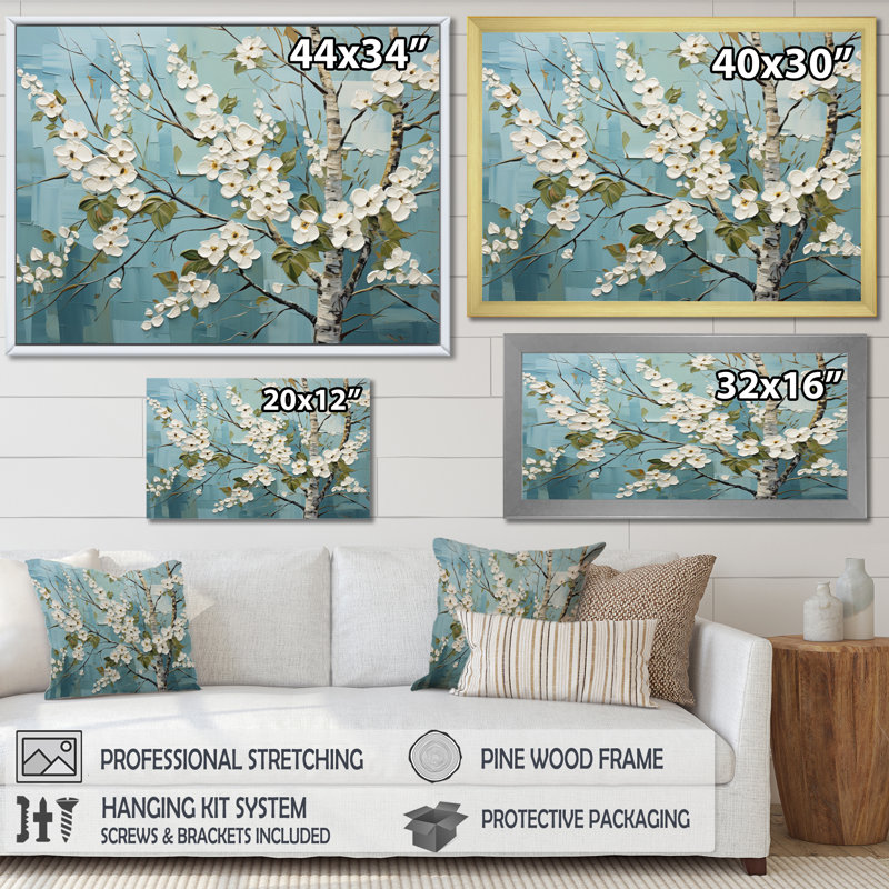 " Birch Woods Whispering Winds I ", White Picture Framed, 24" H x 32" W x 1" D