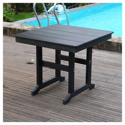 Modern HDPE Patio Dining Table, With Umbrella Hole, Weather Resistant, For Outdoor, Yard, Lawn (Black, 1 Piece - 35.43'' Table)