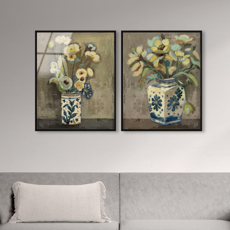 Flowers In Vases Set Set by Oliver Gal, 21"H x 25"W, Black Floater Frame