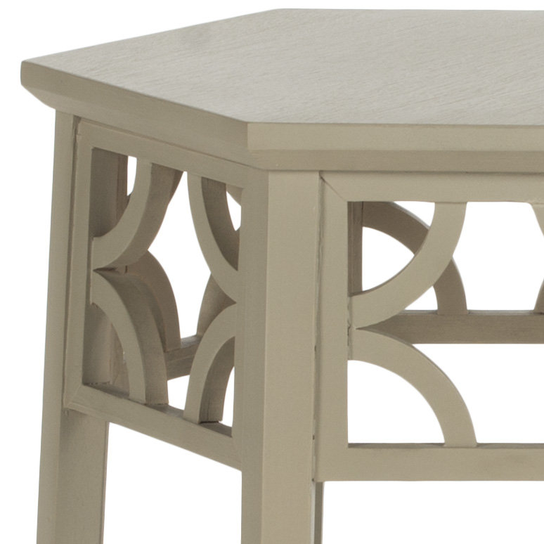 Shirlee Solid Wood End Table, Pearl Taupe