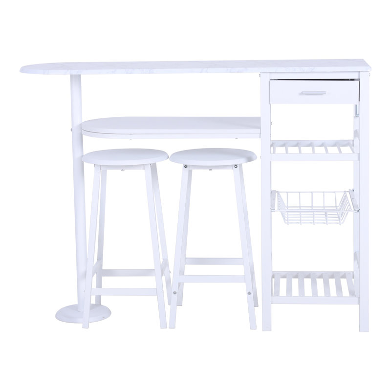 Karmello 2 - Person Four Leg Dining Set, White, White