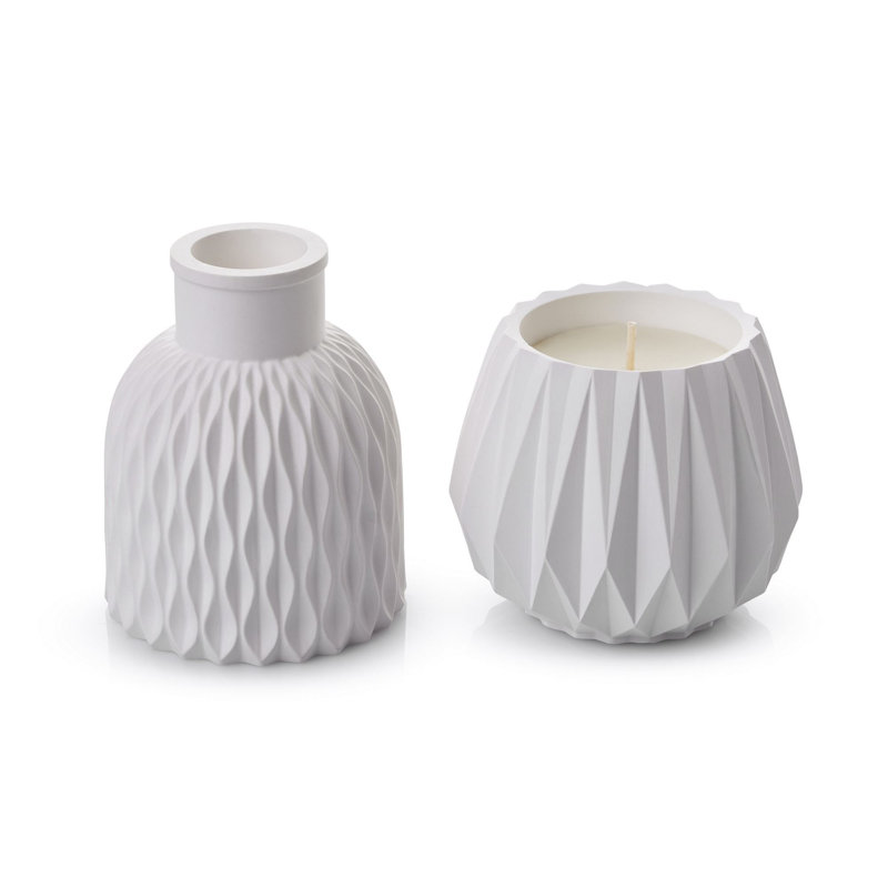 Ensemble de bougies élégantes (2 pièces), paraffine blanche, bougie 3,1 x 3,1 x 3,1 pouces et vase 3,1 x 3,1 x 4,3 pouces | Non parfumé, temps de combustion de 10 à 11 heures | Parfait pour la décoration intérieure, les mariages et la détente