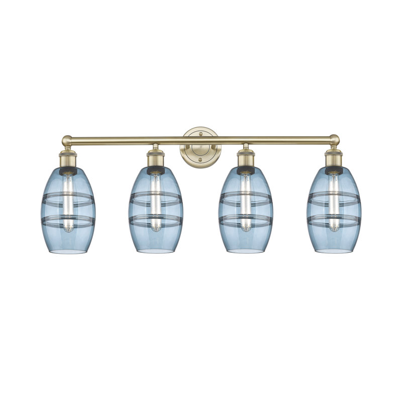 Dundrod 4 - Light Dimmable Vanity Light, Princess Blue, Antique Brass