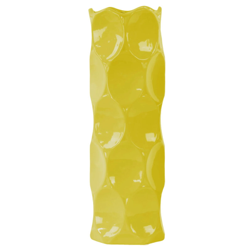 Vase de table en céramique Grier, H 17 po x l 5,5 po x P 5,5 po, Jaune