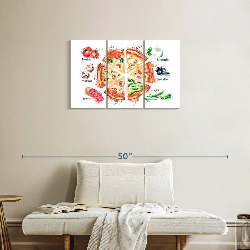 Yarlin Pizza Ingredients Splatter, 20" H x 33" W