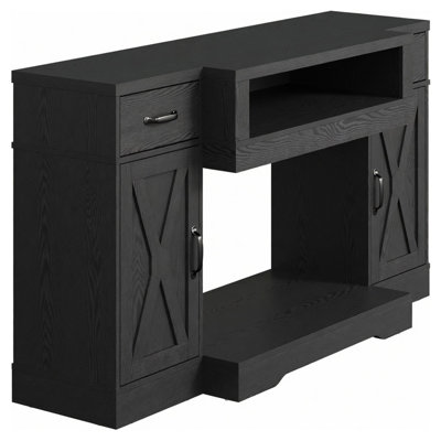 64.5" Black Farmhouse TV Stand with Adjustable Shelves & Double Doors