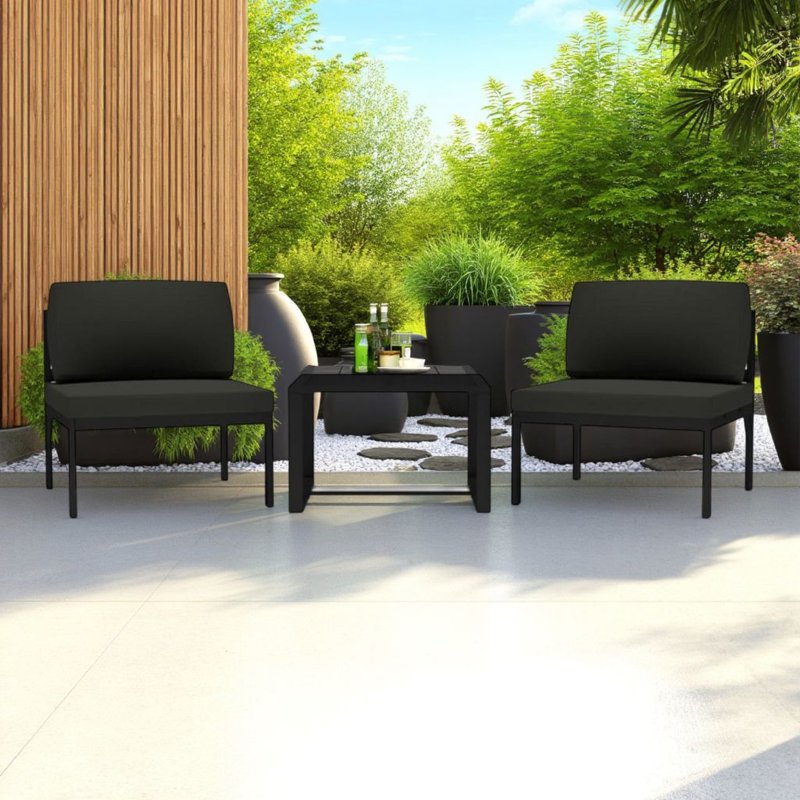 Ensemble de canapé modulaire et de table d'extérieur 3 pièces, aluminium gris, polyester
