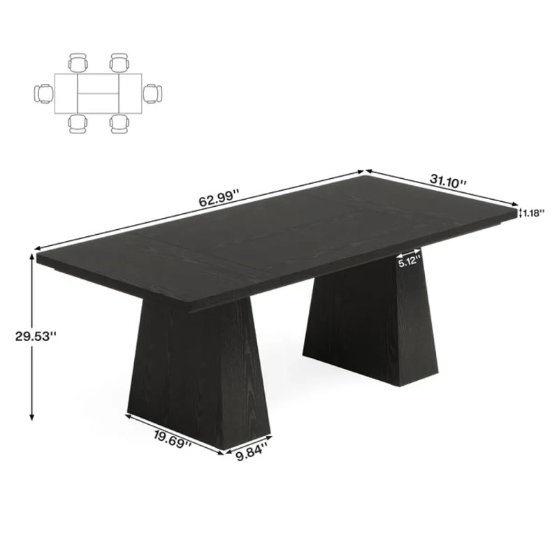 Table de salle à manger de style moderne, table de cuisine en bois spacieuse, table de réunion, table d'ordinateur