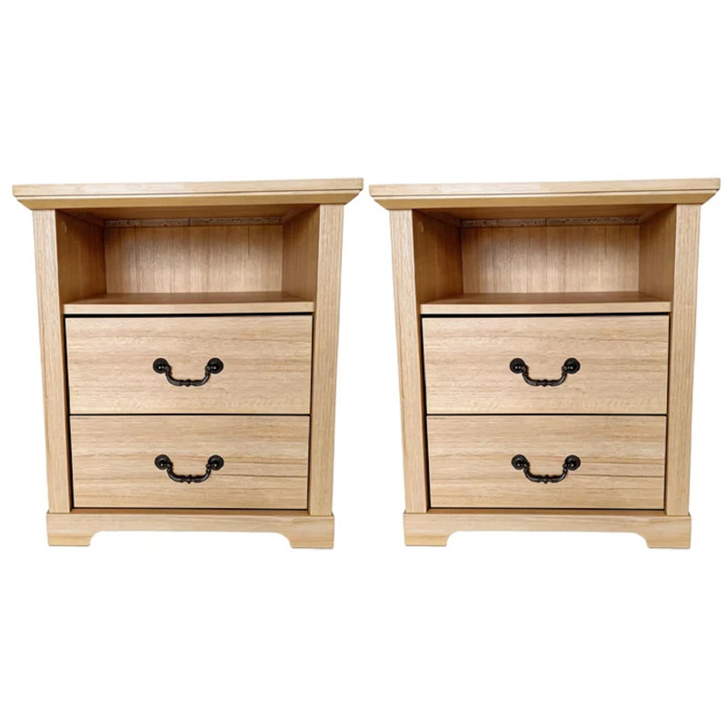 Mobilier de chambre à coucher avec tablette ouverte, Naturel, Ensemble de 2