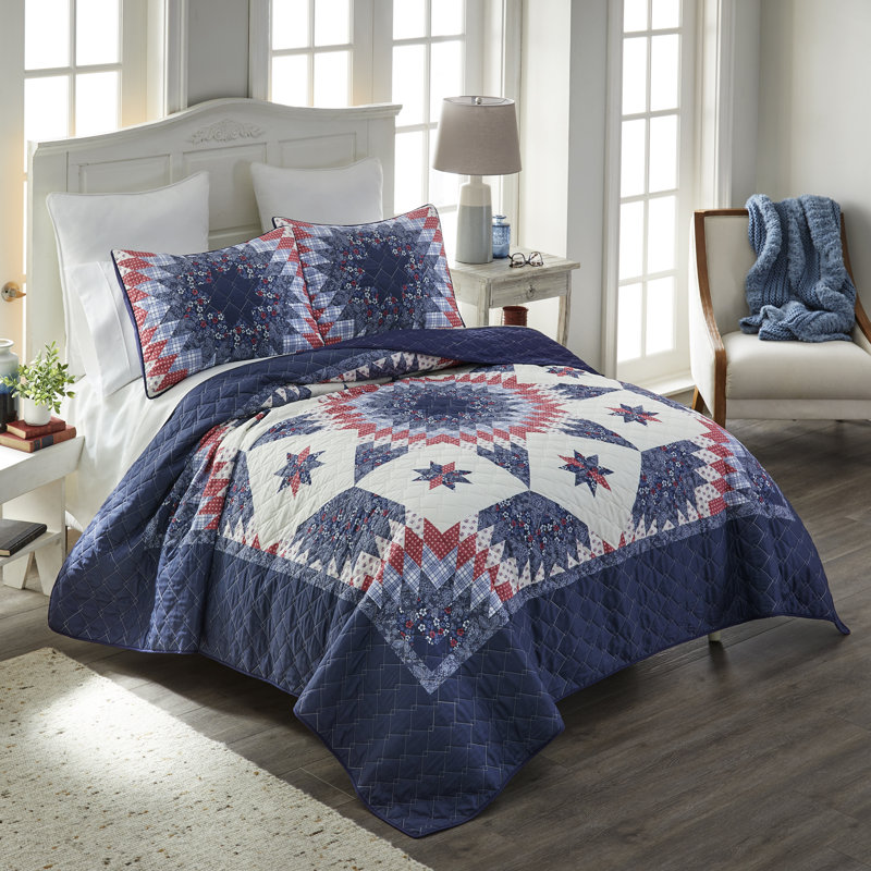 Donna Sharp Bluefield Star 3PC Americana King Quilt Set, King