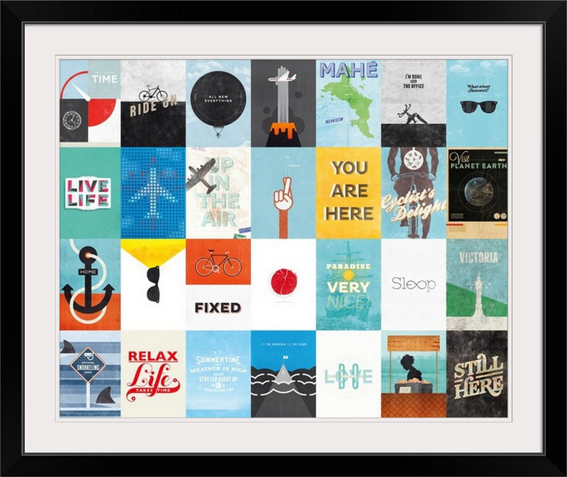 Annelyn «Leisure Travel Holiday», impression de Hannes Beer, H 20 po x l 23 po x P 1 po, Cadre noir