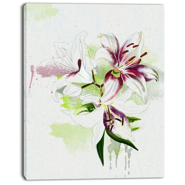 DesignArt Colorful Flowers With Color Splashes On Canvas Print | Wayfair