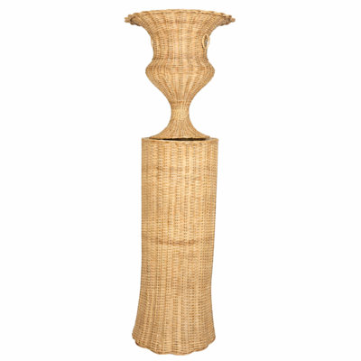 Round Scalloped Wicker Urn