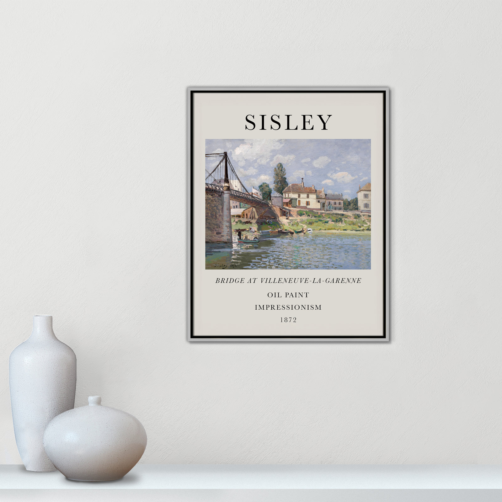 Old Masters Collection "The Bridge at Villeneuve" Print, No, 29.5" H x 23.5" W x 2" D, Silver Floater Frame