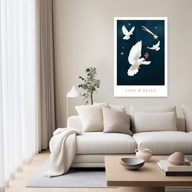 Love Aamp; Peace Abstract Contemporary Bird Architecture Landscape Wall Art Print by Goed Blauw - Print