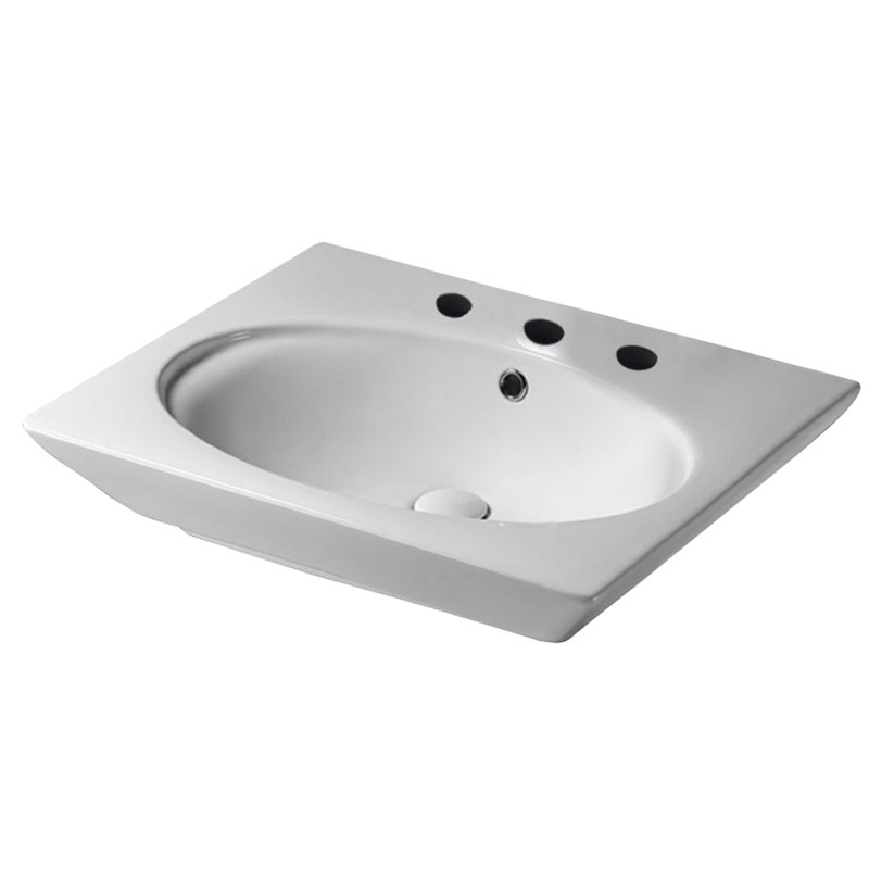 Lavabo de salle de bain vasque rectangulaire avec trop-plein Opulence, Centres de 8 po