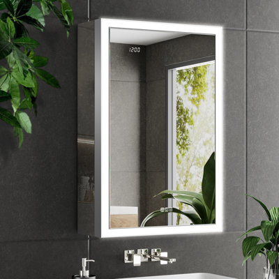 Ciyanna 24'' W x 32'' H Recessed LED Lighted Medicine Cabinet with 3 Adjustable Shelves, Defogger, Outlets & USBs