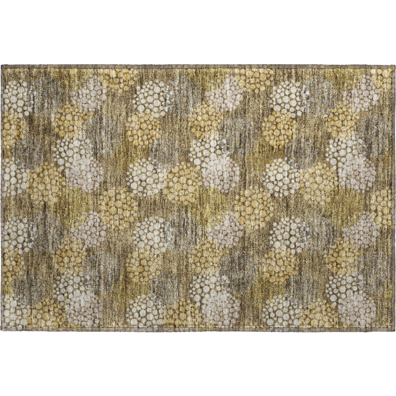 Premium Machine Washable Prisco Brown Rug, Rectangle 1'8" x 2'6"