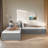 116.3"W L-Shaped Platform Bed With Trundle And Drawers Linked With Built-In Desk, Twin, Espresso-850859371