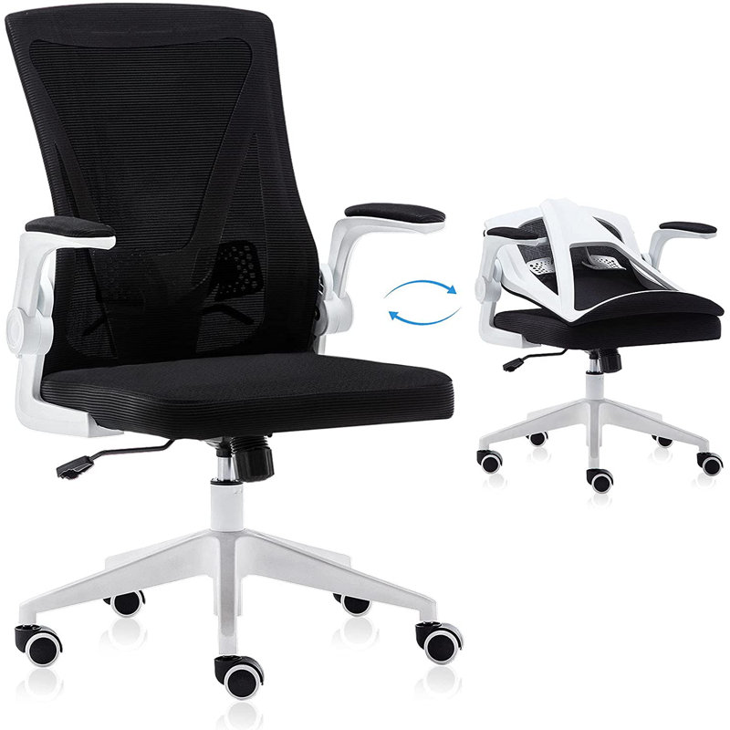 Chaise de travail en filet Dovas, Blanc, Noir