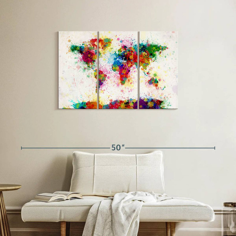 Aliaz World Map Paint Splashes III, 24" H x 38" W