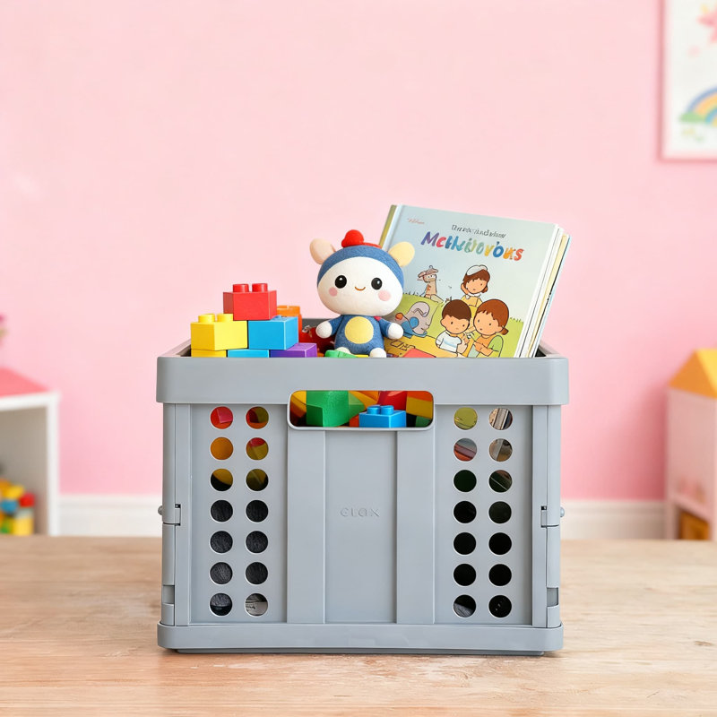 Original German-Made Folding Storage Crate And Collapsible Box Basket With 48 Quart Capacity For Space-Saving Organization