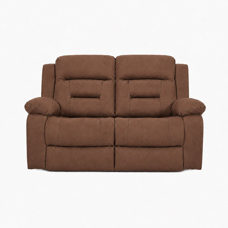 2-Seat Fabric Power Reclining Loveseat Sofa with USB and USB-C Ports, Brown