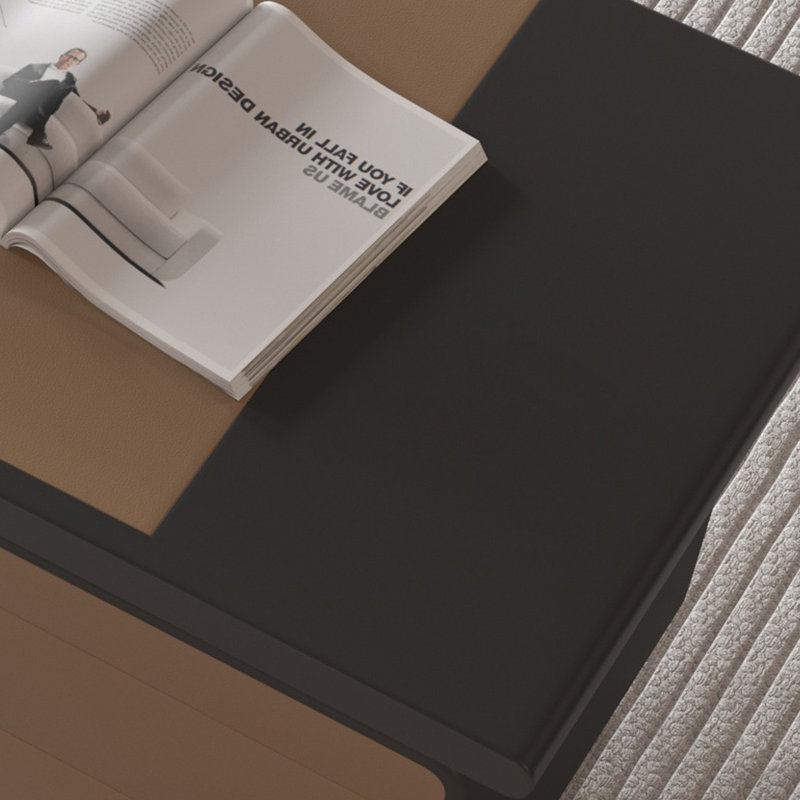 Bureau rectangulaire en bois manufacturé noir et café clair, H 29,53 po x l 86,61 po x P 31,5 po, Right Hand Return