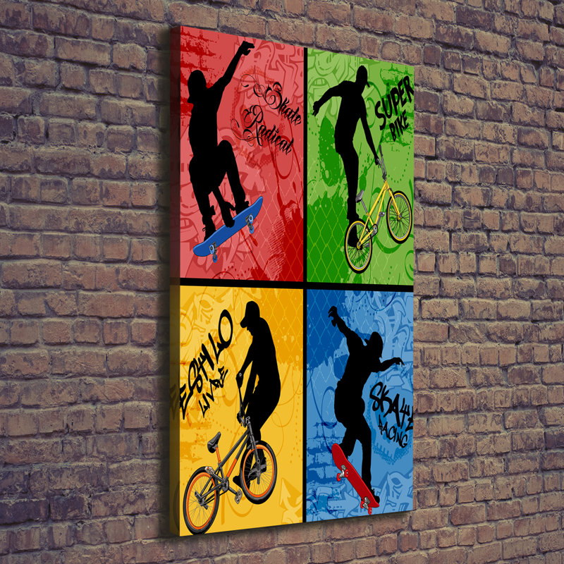 Bike And Skateboard - Wrapped Canvas Print