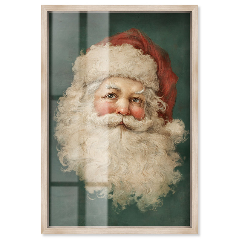 Père Noël, décoration murale de Noël, Art Shadowbox, cadre blond, 25 x 37, H 37 po x l 25 po, Cadre blond