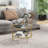 26" Round Living Room Table With Storage, 2 Tempered Glass, Gold Frame Side Glass