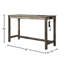 Table de bar 3 pièces : Bois massif avec rangement intégré, 2 tabourets rembourrés en lin mélangé, style transitionnel, pour coin repas, prise électrique, beige, repas en famille