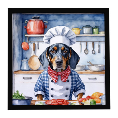 Bluetick Coonhound The Chef Framed Metal Print