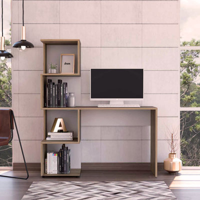 Writing Desk with Geometric Bookcase