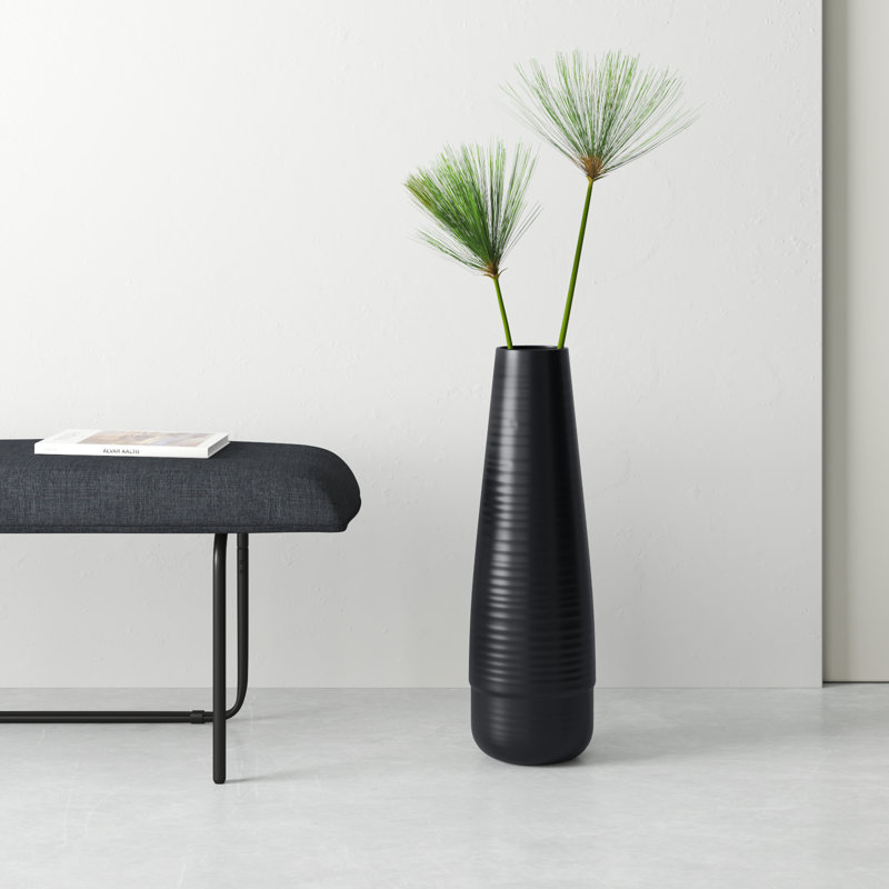 Vase de plancher en céramique Arjean, Noir, H 25 po x l 8 po x P 8 po