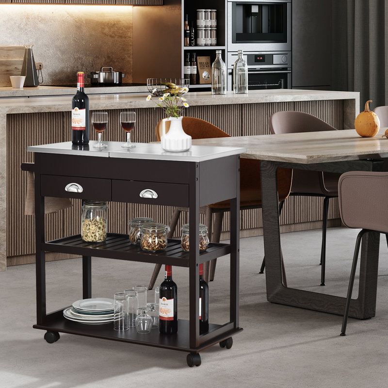 85 cm W Kitchen Island with Stainless Steel Top