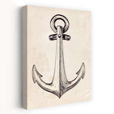 Vintage Nautical Anchor Classic Retro Rustic Coastal Wall Art Print 1 Piece Wrapped Canvas Wall Art