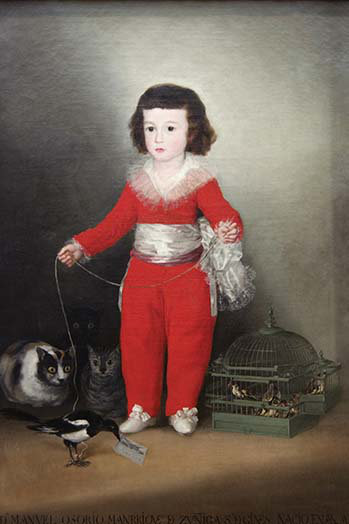 Impression d’art graphique avec un enfant avec ses animaux de compagnie de francisco goya-unframed