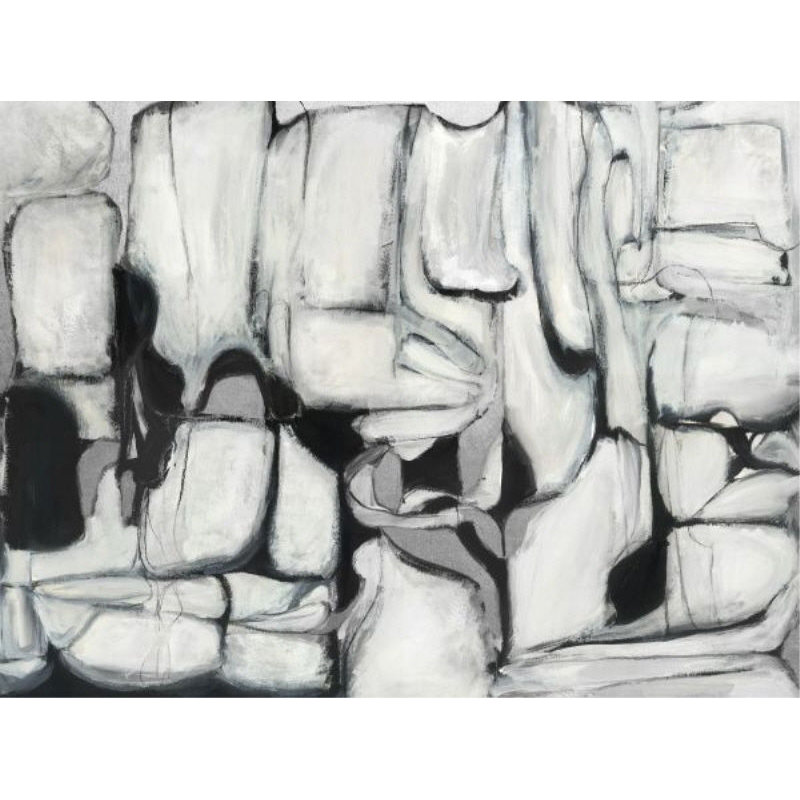 Single File Painting by Fern Cassidy, Gild Silver, 24" H x 32" W x 1.5" D