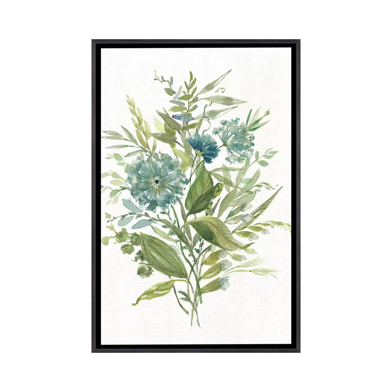 «Greenery II» par Carol Robinson - reproduction d'art, H 40 po x l 26 po x P 1,5 po, Toile avec cadre noir patiné