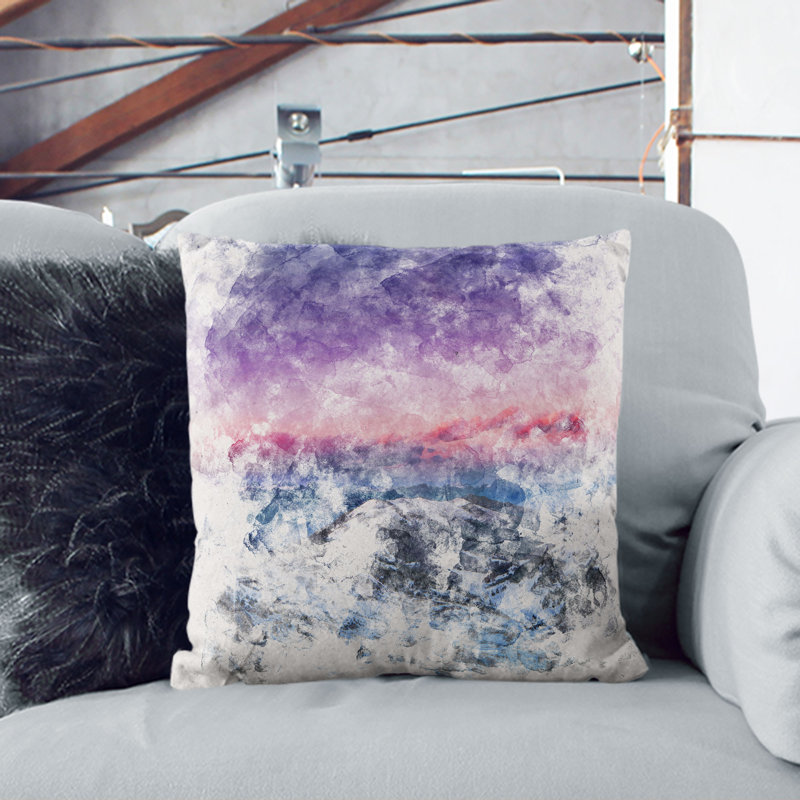 The Dolomites in Italy Watercolour Cushion with Filling, 40cm H x 40cm W x 15cm D, Stone