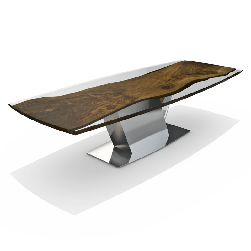 Walnut Metal Base Dining Table, H76 x L275 x W122cm