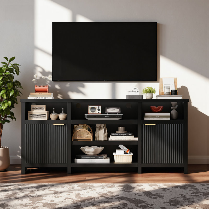 Meuble télé 70,8 po avec tablettes réglables, Noir